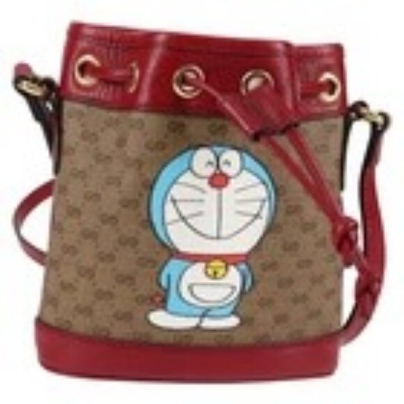 GUCCI Micro GG Supreme Doraemon Collaboration Bag PVC Beige 647801 Auth 138992A - Picture 1 of 16
